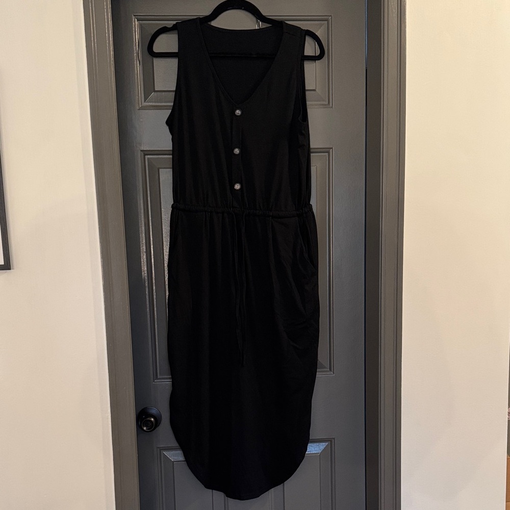 SHEIN Black Sleeveless Maxi tshirt Dress